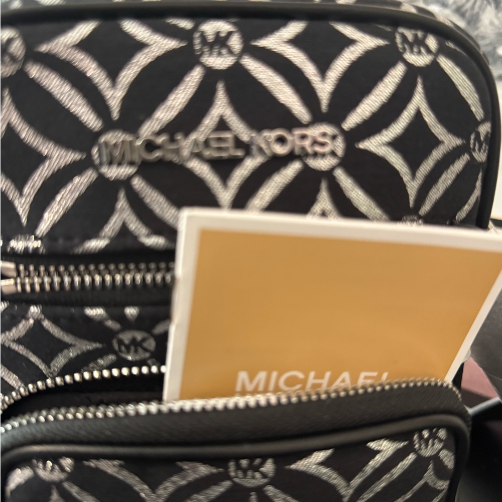 NWT. Michael Kors Black and Metallic Silver Bag - Picture 5 of 5